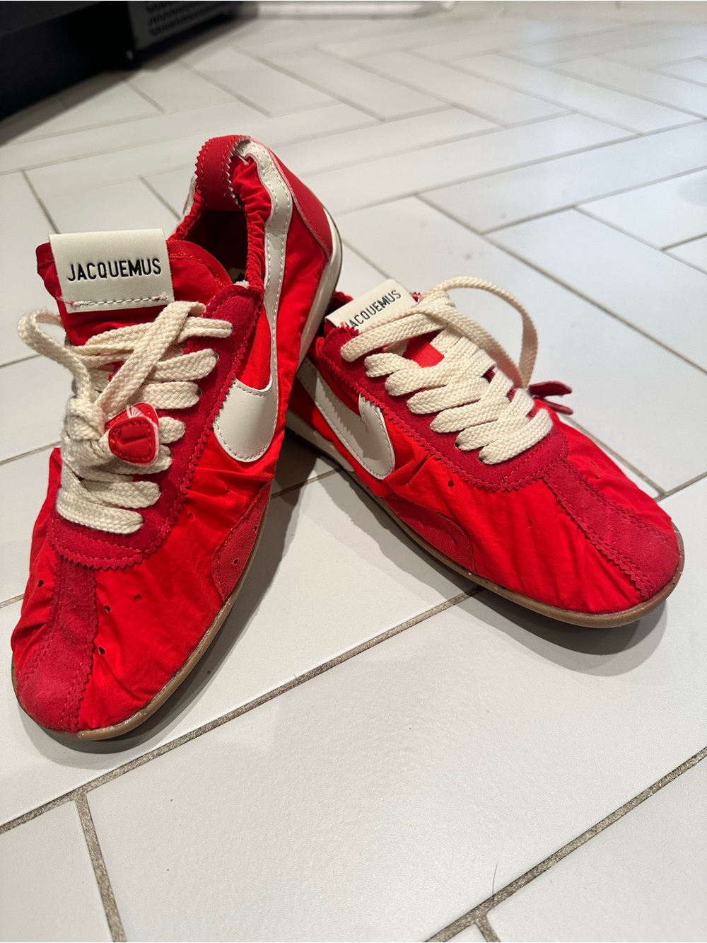 Jacquemus Kids Red Sneakers with White Accents